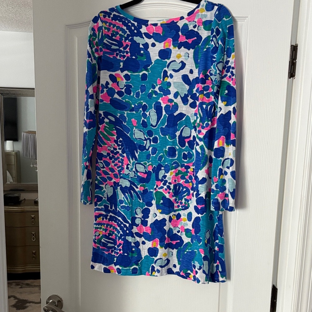 GUC Lilly Pulitzer Blue and Pink Long Sleeve Dress - Picture 3 of 5